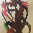 Abstract painting of paint streaks and splatters. 