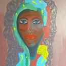 This is an expressionist style painting that came from my imagination about the beauty of the African American woman.