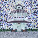 Painting of white lighthouse 