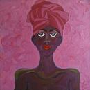 This is an expressionist style painting that came from my imagination about the beauty of the African American woman.