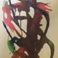 Abstract painting of paint streaks and splatters. 