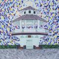 Painting of white lighthouse 