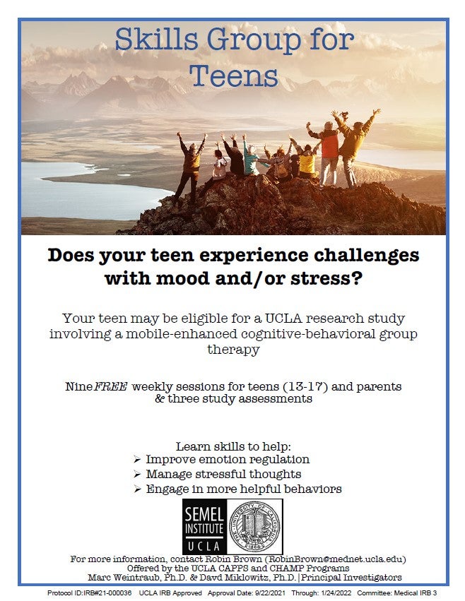 Skills Group for Teens study flyer